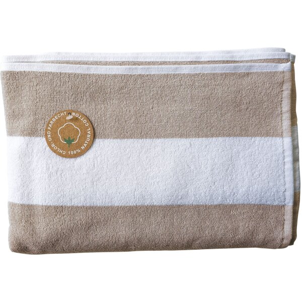 Saunatuch, gestreift, beige/weiß