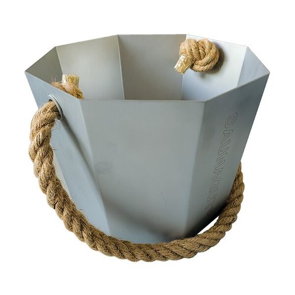 Sauna-Eimer, Edelstahl mit Naturseil, 6 l