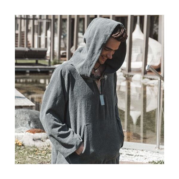 Poncho mit Kapuze Mini, anthrazit, Größe XS/S/M