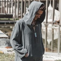 Poncho mit Kapuze, Maxi, anthrazit, Größe...