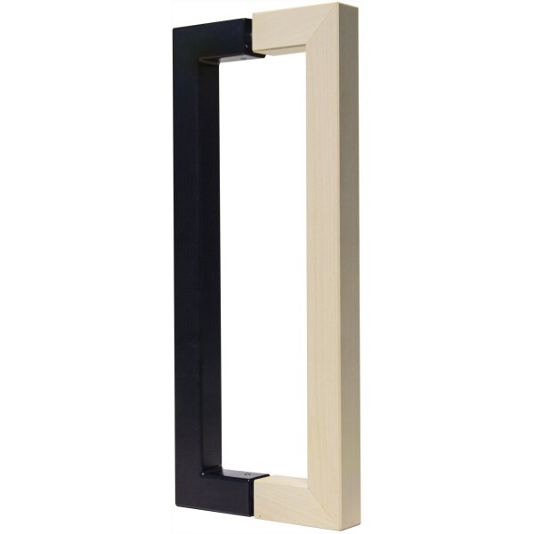 Eckiger Bügelgriff, Ahorn/Edelstahl, schwarz LA 300 mm