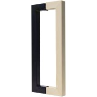 Eckiger Bügelgriff, Ahorn/Edelstahl, schwarz LA 300 mm