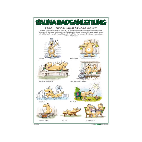 Humorvolle Sauna Badeanleitung DIN A4