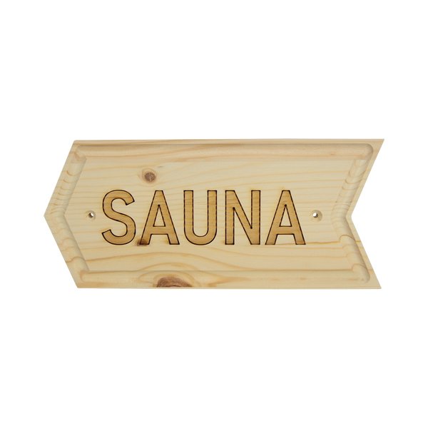 Holzschild "Sauna" Pfeilrichtung links, natur