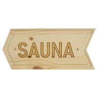 Holzschild "Sauna" Pfeilrichtung links, natur